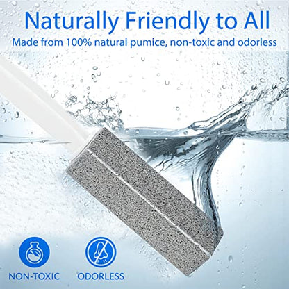 2 Pack Pumice Stone for Toilet Cleaning, Extra Long Handle for Removing Bowl Ring, Pool, Bathroom, Toilet Brush - color: Gray