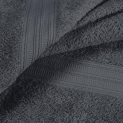 BOUTIQUO 6 Pack Cotton Towel Set, Contains 2 Bath Towels 27x54 inch, 2 Hand Towels 16x24 inch & 2 Wash Coths 12x12 inch, Ideal Everyday use, Ultra Soft Compact & Lightweight - Charcoal Grey - color: Charcoal Grey, size: 6 Piece Towel Set