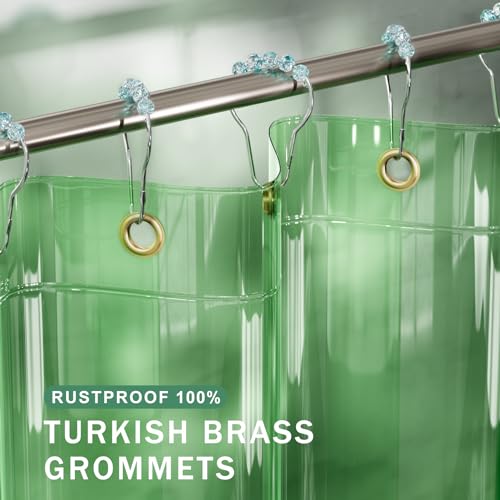 AmazerBath Heavy Duty Shower Curtain and Liner 2-in-1, 100% EVA Luxury Soft Clear Mint Green Shower Curtain Liner, 72x72 Plastic Weighted Shower Curtain, 12 Rustproof Grommets & 3 Heavyweight Stones - color: Rainbow Nature Oasis, size: 72"W x 72"L (Pack o