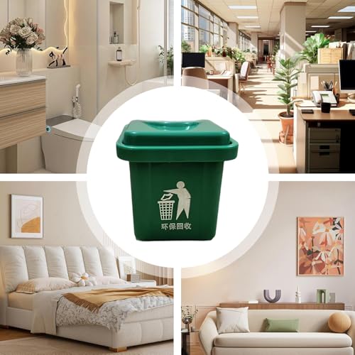 Small Trash Can, Bathroom Trash Can with Lid, Wall-Mounted Garbage Bin, Space-Saving Bin for Bathroom/Kitchen, Adhesive & Screw-Mount Options, Ideal for Sinks, Toilets, Balconies