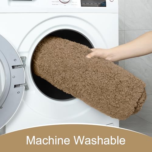 AROGAN Luxury Bathroom Rugs, Soft Non Slip Bath Mat, 24x17 Inch Brown | Absorbent Microfiber Rubber Backing, Quick Dry Bathroom Mat Shower Mat, Machine Washable Plush Carpets - color: Brown, size: 1'5" X 2' (24" X 17")