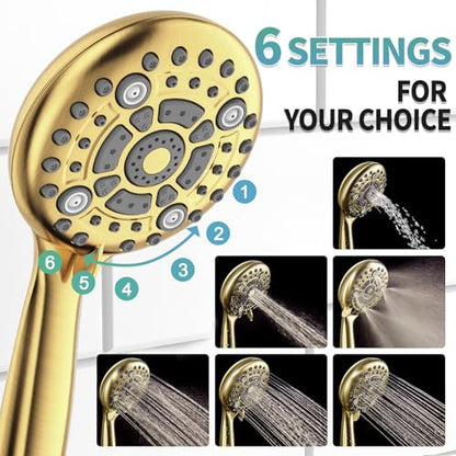 SR SUN RISE Shower Faucet - 10 Inch Multifunctional High Pressure Shower Head System with Handheld Shower Head Fixtures - Valve Included - Brushed Gold - color: Brushed Gold, size: 10 Inch