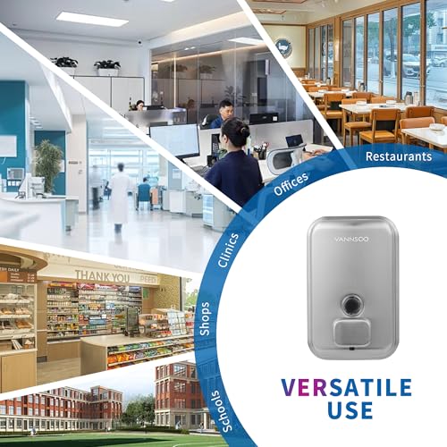 Commercial Soap Dispenser Wall Mount Bathroom, 20 fl.oz. | Liquid Brushed Stainless Steel Hand Sanitizer Dispenser - size: 20 fl.oz.
