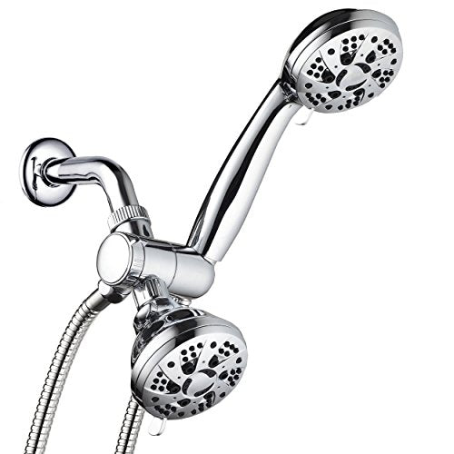 AquaDance Total Chrome High Pressure 3-way 48-setting Rain – Handheld Shower Head Combo – Angle Adjustable, Anti-Clog Jets, Tool-Free Installation - USA Standard Certified – Top U.S. Brand | Enjoy Two 6-Setting Rain & Hand Showerheads Separately or Togeth