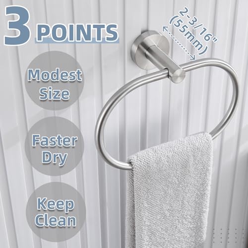 Swivel Hand Towel Holder for Bathroom, Brushed Nickel, Wall Mounted | Rustproof 304 Stainless Steel, 180° Rotating Towel Ring for Kitchen, Sink, Vanity, Oval Ring for Easy Towel Access - color: Brushed Nickel