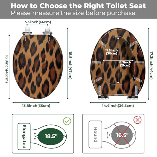 Elongated Resin Toilet Seat, Quietly Close Quick Release Hinges Cover | Toilet Lid Cover Easy to Clean and Install, textile texture animal pattern Heavy Duty Toilet Seat - color: pattern9, size: V-shape