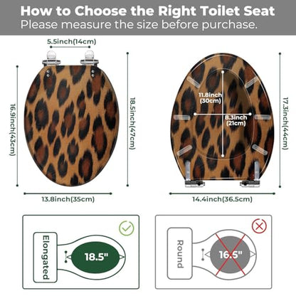 Elongated Resin Toilet Seat, Quietly Close Quick Release Hinges Cover | Toilet Lid Cover Easy to Clean and Install, textile texture animal pattern Heavy Duty Toilet Seat - color: pattern9, size: V-shape