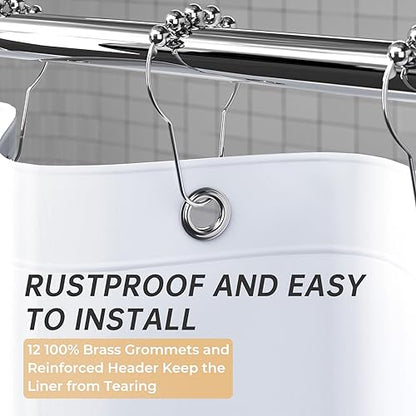 AmazerBath 48x72 Shower Curtain Stall, PEVA White Heavy Duty Shower Curtain with 2 Weighted Stones and 8 Grommet Holes - color: White, size: 48"W x 72"L (Pack of 1)