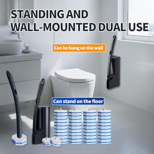 Disposable Toilet Brush - Toilet Bowl Cleaner, Toilet Cleaning Supplies, Toilet Brush with Holder, Toilet Bowl Cleaner Wands，40 Refills for Toilet Cleaning and Hygienic Bathroom Maintenance - style: Toilet brush+40 refills