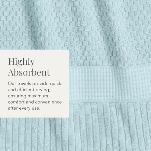 NY Loft 100% Cotton 4-Pack Bath Towel Set | Seafoam | Oeko-TEX | Quick-Dry | Four 30" x 52" Bath Towels | Super Absorbent | Designer-Styled Texture - color: Seafoam, size: Bath Towel (4 Pack)