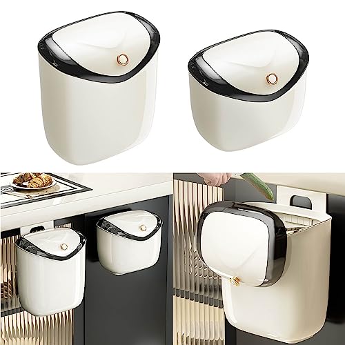 Trash Can Kitchen Waste Bin Countertop Under Sink Hanging Trash Can with Lid for Bathroom Bedroom Home Office Wall Mounted Bucket