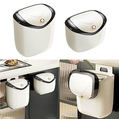 Trash Can Kitchen Waste Bin Countertop Under Sink Hanging Trash Can with Lid for Bathroom Bedroom Home Office Wall Mounted Bucket