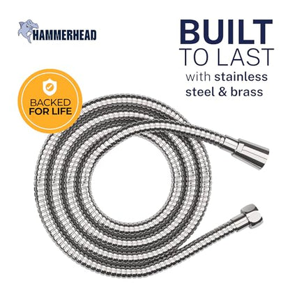 HammerHead Showers® Solid Metal 9 ft Shower Hose - CHROME – Extra Long 108” Attachment for Handheld Shower Head - Shower Hose Replacement - color: Chrome, size: 108 Inches
