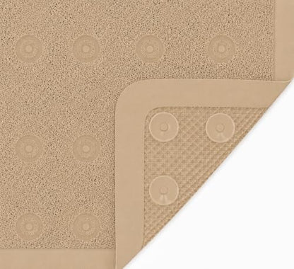 Home Expressions Non Slip with Suction Cups Loofah Bathmat 27"x15" & 29.5"X16.9", PVC Loofah Bathroom Mats, Loofah Mats for Shower and Bathroom, Quick Drying, (Beige 29.5"X16.9") - size: BEIGE 29.5"X16.9"