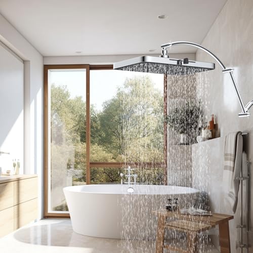 Hibbent All Metal 20'' Shower Head Extension Arm, Chrome | Solid Brass Adjustable Shower Arm with Lock Joint, Flexible Height & Angle, Universal Connection Shower Head Extender - color: Chrome, size: 20 Inch