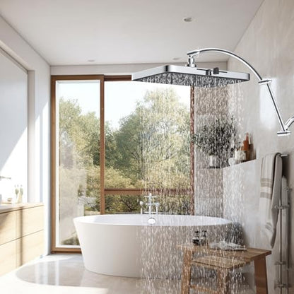 Hibbent All Metal 20'' Shower Head Extension Arm, Chrome | Solid Brass Adjustable Shower Arm with Lock Joint, Flexible Height & Angle, Universal Connection Shower Head Extender - color: Chrome, size: 20 Inch