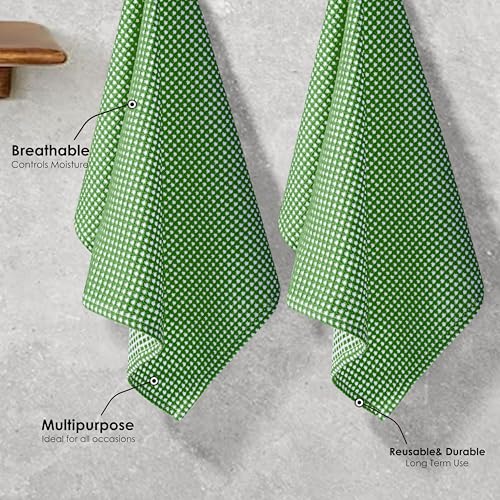 12 Pack Dual Tone Waffle Weave Dish Cloth, 12x12 Inches, 100% Cotton Dishcloth Set, Super Absorbent, Quick Drying, Soft Hand Towels for Cleaning, Washing, Durable, Mint Green - color: Mint Green