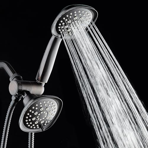 AquaDance Luxury Square 48-setting High-Pressure Dual Head/Handheld Shower Spa Combo. Extra-Long 72" Stainless Steel Hose, 3-way Flow Diverter, Oil-Rubbed Bronze Finish - color: Oil Rubbed Bronze