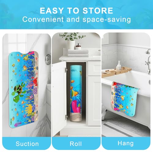 Baby Bath Mat for Tub Non Slip Kids, BPA Free Extra Long Bathtub Mat 40x16 with Drain Holes and 200 Suction Cups, Non Toxic Machine Washable Toddler Bath Mat, No Fading, Turtle - color: U-turtle 2