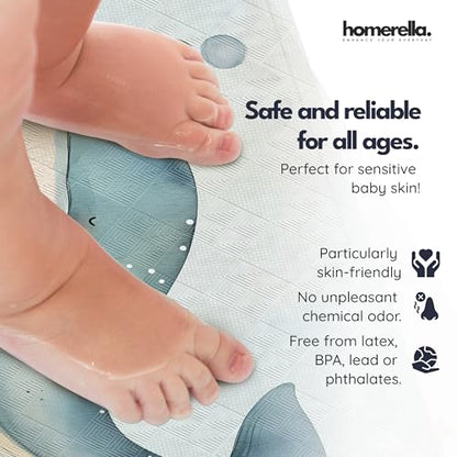 homerella Bathtub Mat Non Slip Kids 40x16 Baby Bath Mat Non Slip Anti Mold | 100% BPA Free, Non Toxic, Mildew Resistant, Machine Washable, Extra Long Kids Bath Mat for Tub Non Slip, Toddler Bath Mat - color: Pastel Aqua, size: 40" x 16" (Rectangular)