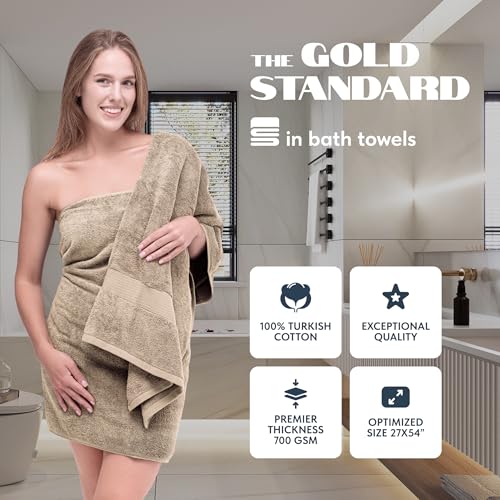 White Classic Luxury Bath Towels Set of 4 Large - 700 GSM Cotton Ultra Soft Bath Towels 27x54 | Highly Absorbent and Quick Dry | Hotel Towels for Bathroom Luxury, Plush Shower Towels, Taupe - color: 10: Taupe
