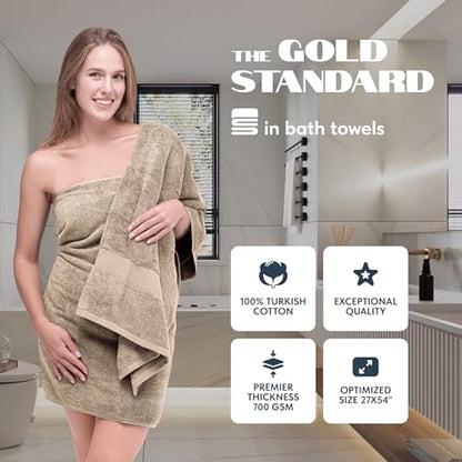 White Classic Luxury Bath Towels Set of 4 Large - 700 GSM Cotton Ultra Soft Bath Towels 27x54 | Highly Absorbent and Quick Dry | Hotel Towels for Bathroom Luxury, Plush Shower Towels, Taupe - color: 10: Taupe