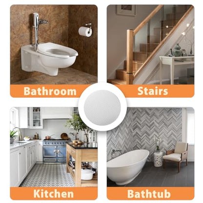 24 PCS White Round Shape Bathtub Non Slip Stickers | Adhesive Decals, Anti Slip for Shower, For Floor Bathroom Stairs Ladders, Includes Scraper - color: White
