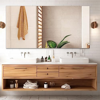 Frameless Wall Mirror 72"x36" Bathroom Vanity Mirror Shatterproof | Modern Wall Mount Mirror, Horizontal & Vertical, Rectangle Mirror for Over Sink, Living Room, Bedroom, Upgraded Packing - size: 72"L x 36"W