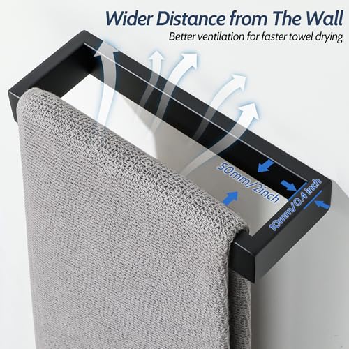 Sayayo Matte Black Towel Bar for Bathroom, 8 Inch Hand Towel Holder Wall Mount Square Towel Ring SUS304 Stainless Steel Towel Rack - color: Black, size: 8 INCH
