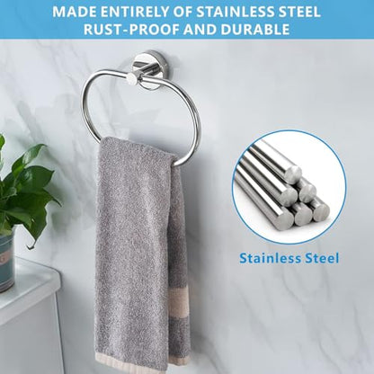 Towel Ring for Bathroom, Chrome Towel Bar Hangers Wall Mount, Stainless Steel Hand Towel Holder, Modern Round Towel Hanger by Eolax - color: Chrome