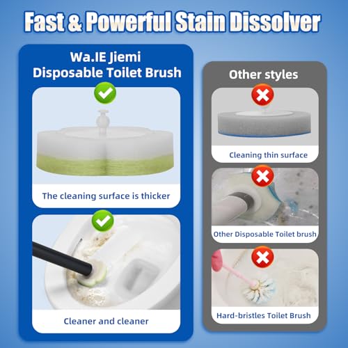 Disposable Toilet Brush Cleaning System with Wand Cleaner Refills,Toilet Cleaning Stick,Wall Mounted Toilet Wand Kit,60 Disposable Toilet Bowl Brush for Sink Bathtub Wash Basin (Green)