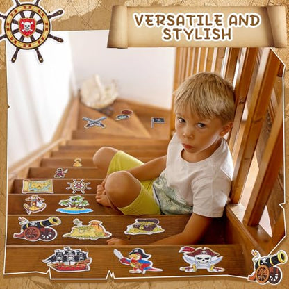 Fullhawl 30 Pcs Pirate Non Slip Shower Stickers, Bathtub Safety | 30 Pack Pirate Theme, Durable Anti Slip Surface, Strong Grip Adhesive, Fun Safety Solution for Kids' Bath Time - style: Pirate