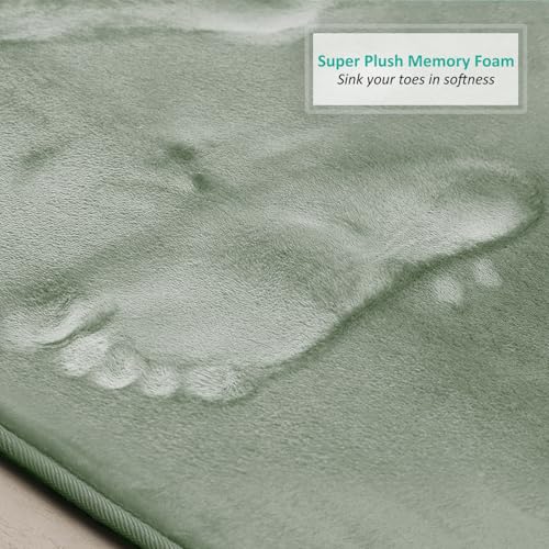 Clara Clark 3 Piece Bathroom Rugs, Velvet Memory Foam Bath Mat Set, Non-Slip Bath Rugs, Machine Wash, Dries Quickly, Ultra Soft Plush Bath Mats for Bathroom, 17 x 24/20 x 32 / Contour, Ice Green - color: Ice Green