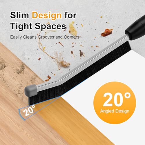 Crevice Cleaning Brush 3 Pack, Stainless Steel Bristle Support Rod, Rust-Resistant & Durable, Rounded Protective Head, Stiff Bristles for Tile Grout, Bathroom Gaps & Window Groove Brushes