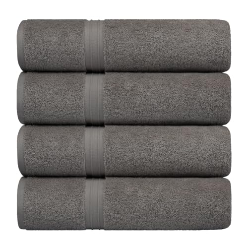 Cozy Bathroom Towels Set of 4 - Soft & Absorbent - Large (28" x 56")%100 Cotton, Luxury - Versatile, Perfect as, Shower Towels, Hotel Towel - Gray - color: Gray
