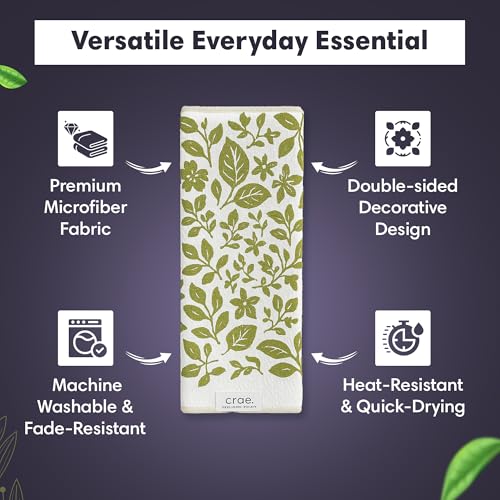 Double-Sided Microfiber Hand Towels, Waffle Kitchen Towels Set for Home Use | 2 Towels, 17x27 Inches, Durable & Soft, Fast Drying, Hand Wash Cloth and Dishcloth, Pat & Tricky, Green/Cream Home Towels Set - color: Pat & Tricky - Green/Cream, size: Double s