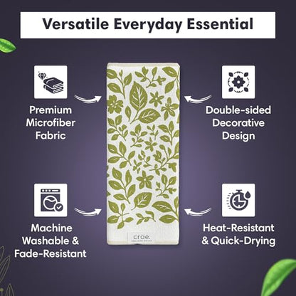 Double-Sided Microfiber Hand Towels, Waffle Kitchen Towels Set for Home Use | 2 Towels, 17x27 Inches, Durable & Soft, Fast Drying, Hand Wash Cloth and Dishcloth, Pat & Tricky, Green/Cream Home Towels Set - color: Pat & Tricky - Green/Cream, size: Double s