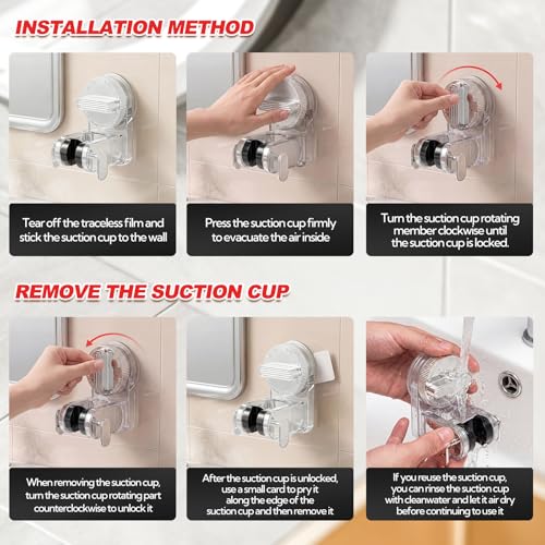 Shower Head Holder Suction, White Handheld Shower Handle Bracket, Adjustable Bathroom Wall Mount Wand Holder