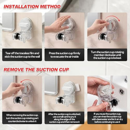 Shower Head Holder Suction, White Handheld Shower Handle Bracket, Adjustable Bathroom Wall Mount Wand Holder