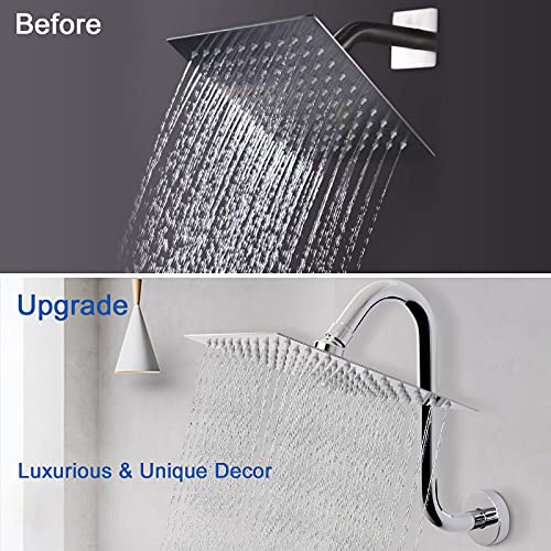 NearMoon S Shaped Shower Head Riser Arm, Shower Extender Arm with Flange, Standard 1/2" Connection- Bathroom Accessory (10 Inch, Chrome) - color: Chrome, style: 10 Inch