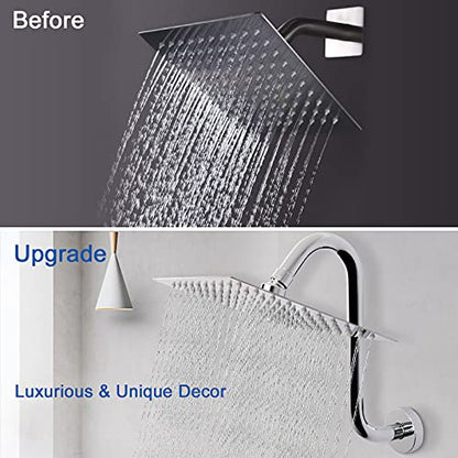 NearMoon S Shaped Shower Head Riser Arm, Shower Extender Arm with Flange, Standard 1/2" Connection- Bathroom Accessory (10 Inch, Chrome) - color: Chrome, style: 10 Inch