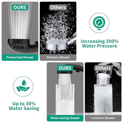 High Pressure Shower Head with Handheld, Oil-Rubbed Bronze | On Off Shower for RV, Water Saving Shower Head with Stop Button and 3 Modes, Detachable RV Shower Head with Hose and Bracket - color: Oil Rubbed Bronze