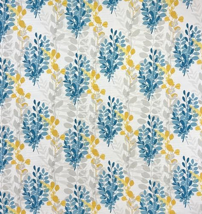 Serafina Home Hotel Quality Fabric Bathroom Shower Curtain: Floral Leaf Damask - Blue, Teal, Yellow, Grey and White (72 x 70 inches) - color: Laura