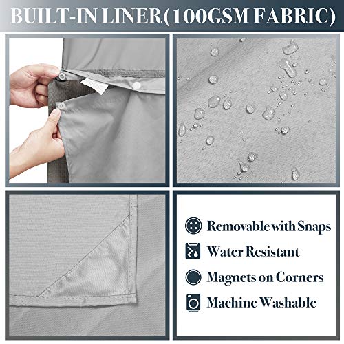 N&Y HOME 54 x 72 Waffle Weave Shower Curtain with Snap-in Liner Set Gray | 12 Metal Hooks Included, Snap on/off Fabric Liner, Hotel Style & Mesh Top Window, Machine Washable, 54x72 Shower Stall Size - color: Grey, size: 54"W x 72"L (Pack of 1)