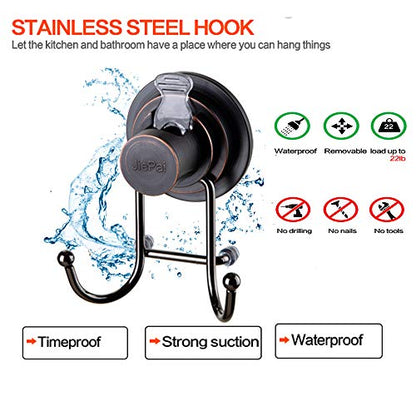JiePai Suction Cup Hooks,Shower Bath Towel Holder 1 Pack,Oil Rubbed Bronze | Vacuum Suction Cup,No-Drill Wall Mount, Towel Rack Organizer, For Kitchen, Bathrobe, Loofah - color: Suction Cup Towel Hook(1 Pack)-Bronze