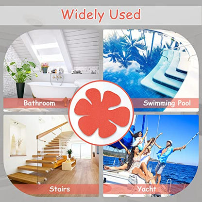 S&X Non Slip Bathtub Stickers,Pack of 12 PCS Lucky Flower Shower Floor Non Slip Stickers –Comfortable Grip On Slipper Surfaces - size: Flower