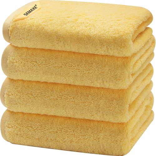 4-Pack Yellow Cotton Hand Towels for Bathroom with Hanging Loops | Sink-side towels for drying hands and face, ideal for bathrooms, guest baths, powder rooms, OEKO-TEX certified, easy care - color: A01: Yellow
