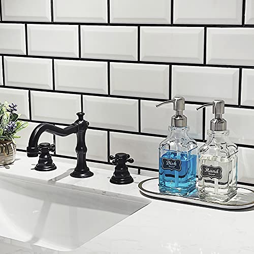 JASAI 2Pack Hand&Dish Glass Soap Dispenser with Rust Proof Pump & Stickers | Kitchen Soap Dispenser with 304 Stainless Steel Pump, Premium Bathroom Soap Dispensers for Dish Soap, Hand Soap，Lotion - color: 2 Pack Silver