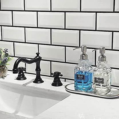 JASAI 2Pack Hand&Dish Glass Soap Dispenser with Rust Proof Pump & Stickers | Kitchen Soap Dispenser with 304 Stainless Steel Pump, Premium Bathroom Soap Dispensers for Dish Soap, Hand Soap，Lotion - color: 2 Pack Silver