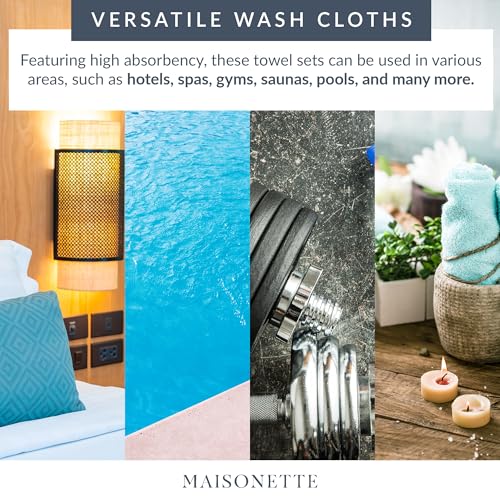 Maisonette Loft Egyptian Cotton Turkish Hand Towels - Soft, Absorbent Washcloths for Face - Ideal Quick Dry Small Towel Wash Cloth Set for Bathroom - (13" x 13", 6 Pack) - Turquoise - color: Turquoise, style: Washcloths Set of 6